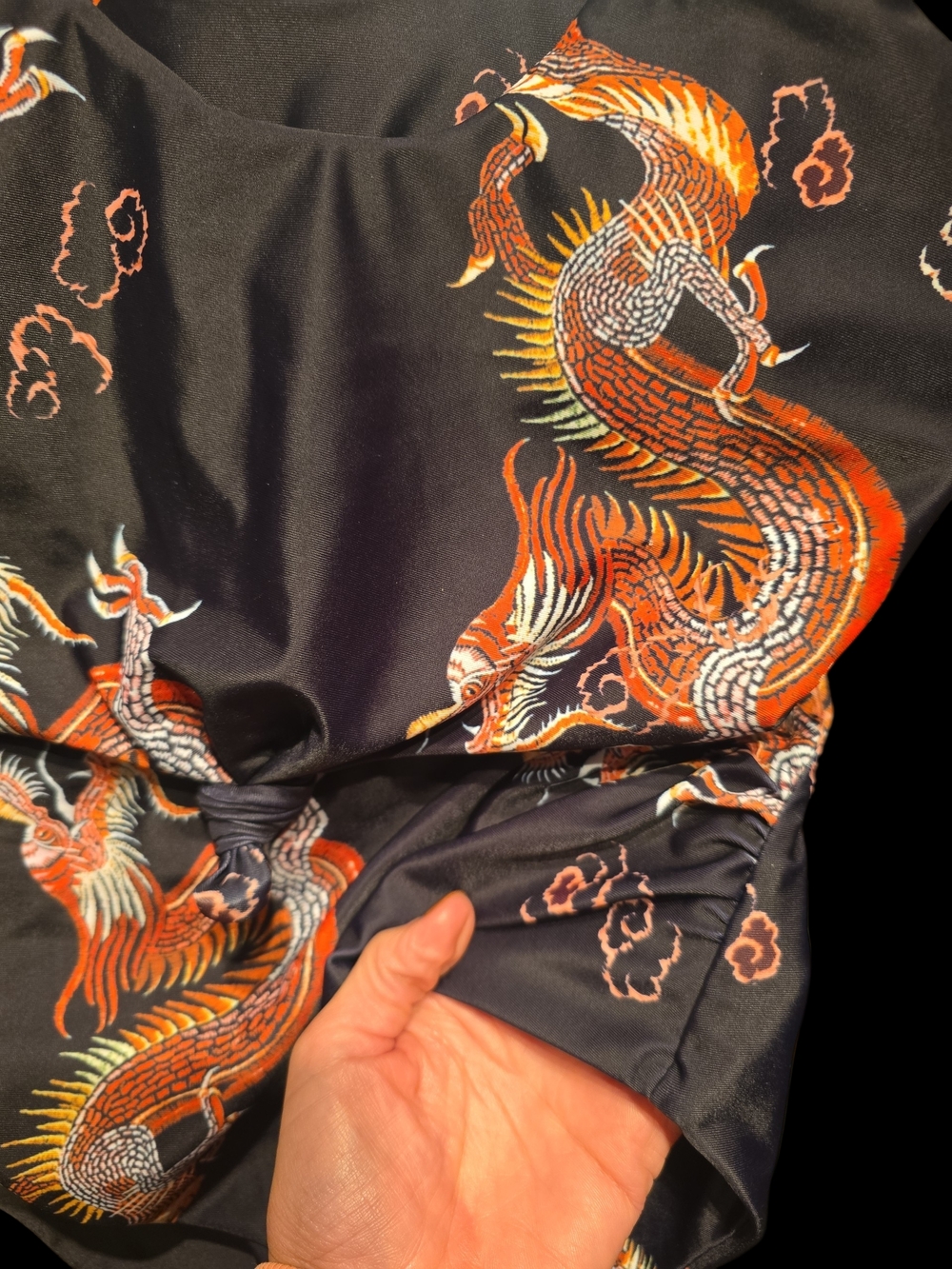 Zaful Black Two-Piece Swimsuit with Red and Gold Dragon Print - Picture 4 of 5